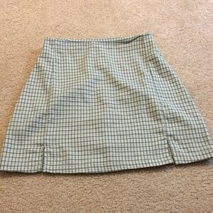 Brandy Melville Plaid Mini Skirt in Light Green